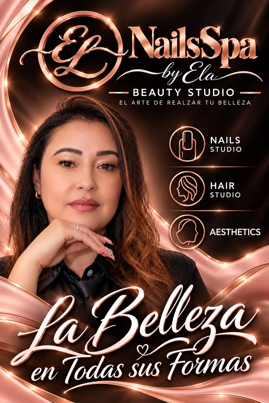 Ela, protagonista de Nails Spa by Ela, con las cintas luminosas del diseño aprobado